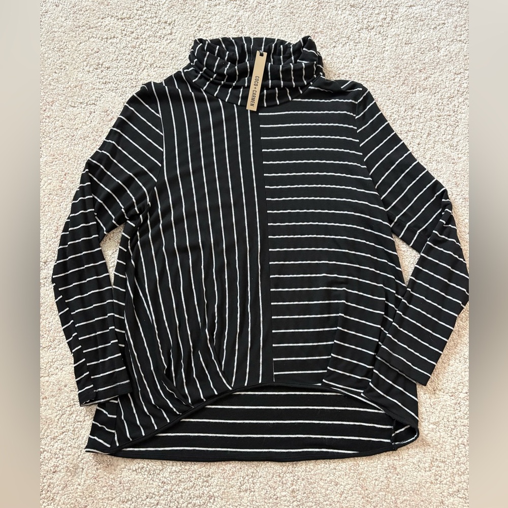Coco + Carmen Black and White Striped Top